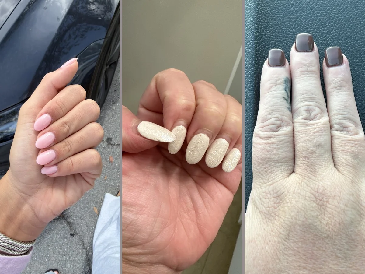 Neat manicure stations with polish bottles lined up.